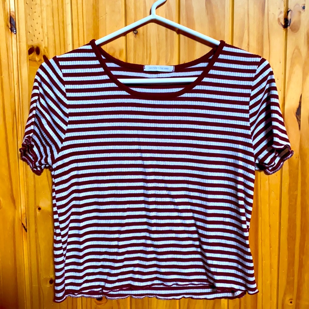 Short sleeve crop top.